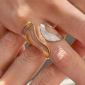 Gold and Silver Wave Statement Ring